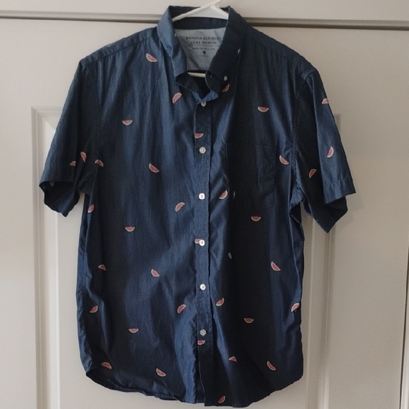 Banana Republic Other - Banana Republic Luxe Poplin Slim Fit Watermelon 🍉 Slice Summer Size M